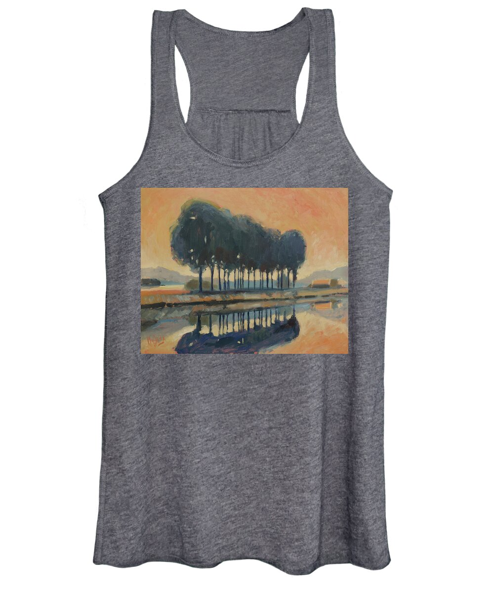 Trees Women's Tank Top featuring the painting Trees along the canal by Nop Briex