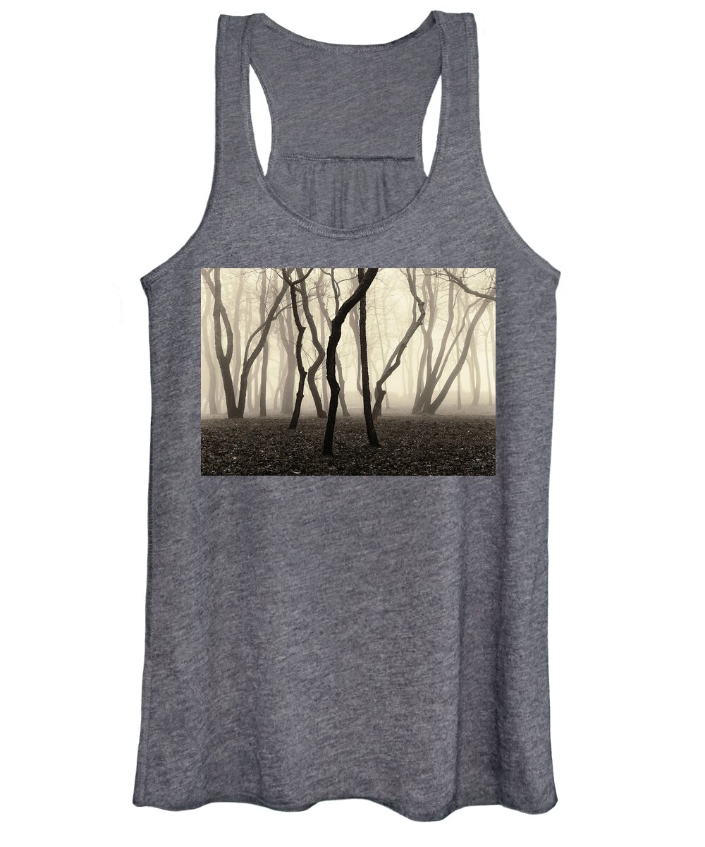 Trees Women's Tank Top featuring the photograph Trees and Fog No. 1 by David Gordon
