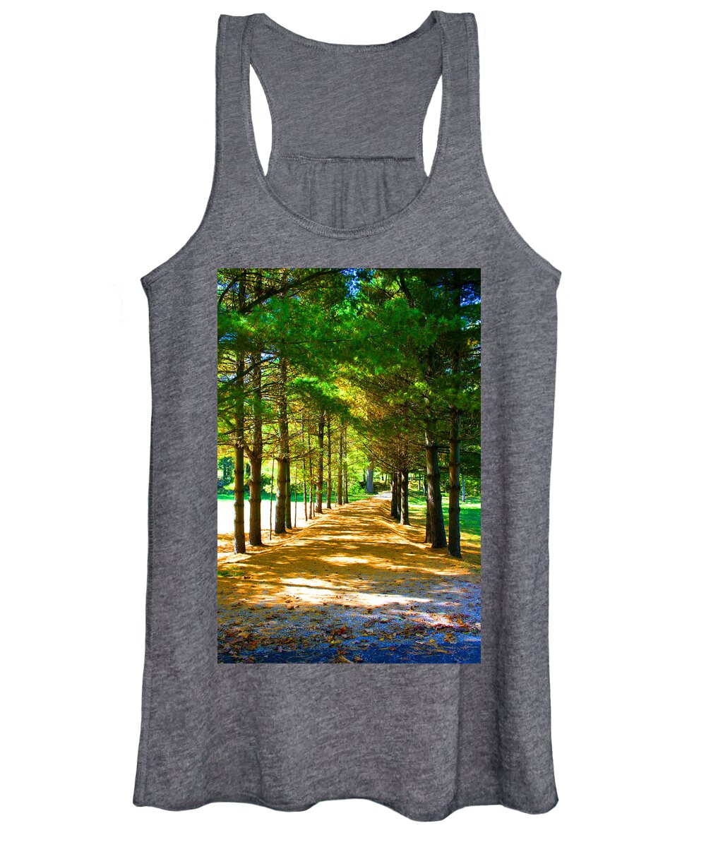 Landscape Women's Tank Top featuring the photograph Trees Tunnel, Country Road by Patrick Malon