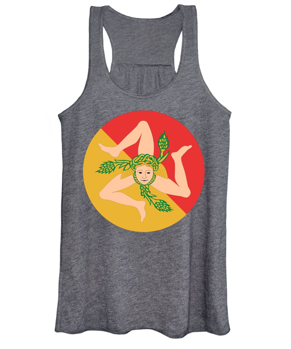 Trinacria Women's Tank Top featuring the digital art Trinacria - Sign and Flag of Sicily by Stefano Senise