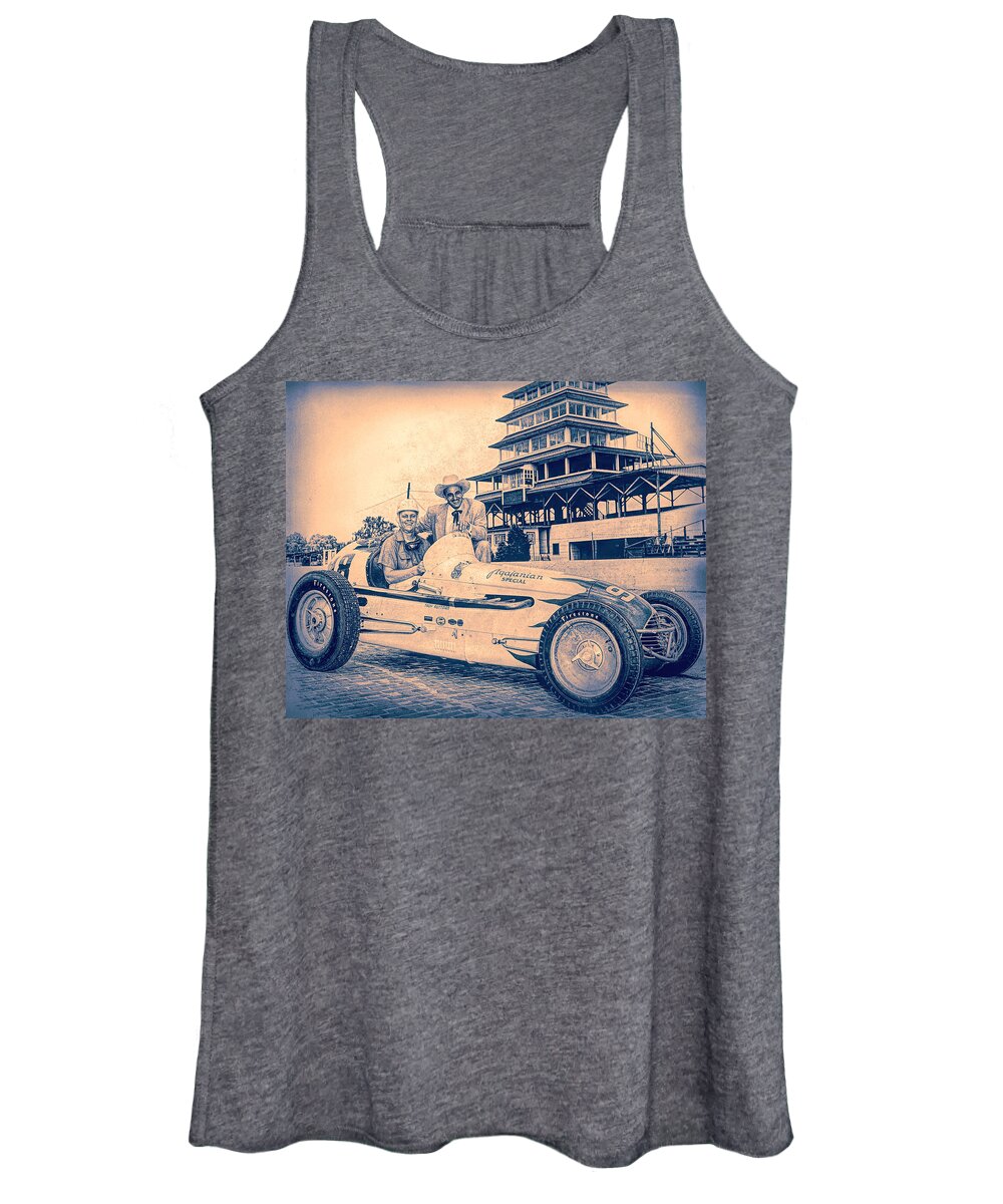 Troy Ruttman Women's Tank Top featuring the photograph Troy Ruttman at Indy in 1952 Clr by DK Digital