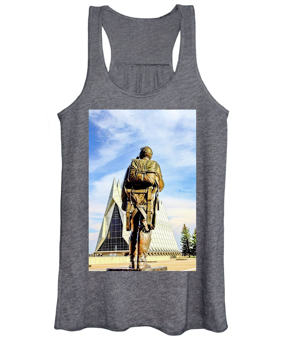 Usaf Academy Women's Tank Top featuring the photograph Tuskegee Airmen Memorial USAF Academy by Tommy Anderson