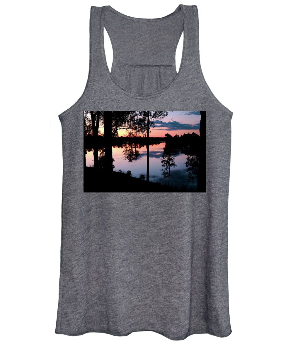 Twilight Women's Tank Top featuring the photograph Twilight by the lake by Angelo DeVal