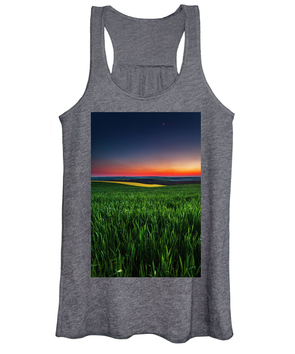 Dusk Women's Tank Top featuring the photograph Twilight Fields by Evgeni Dinev
