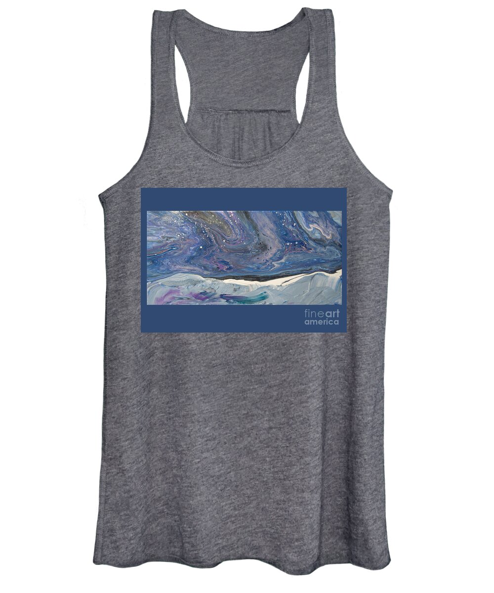 Christmas-card Snowfall -snow Expressionist-snow-scene Winter Women's Tank Top featuring the painting Twilight Snowfall 7460 by Priscilla Batzell Expressionist Art Studio Gallery