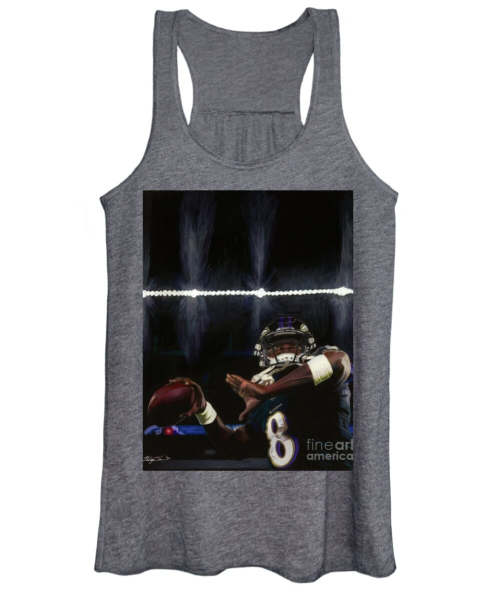 Baltimore Ravens Women's Tank Top featuring the drawing Under the Bright Lights by Philippe Thomas