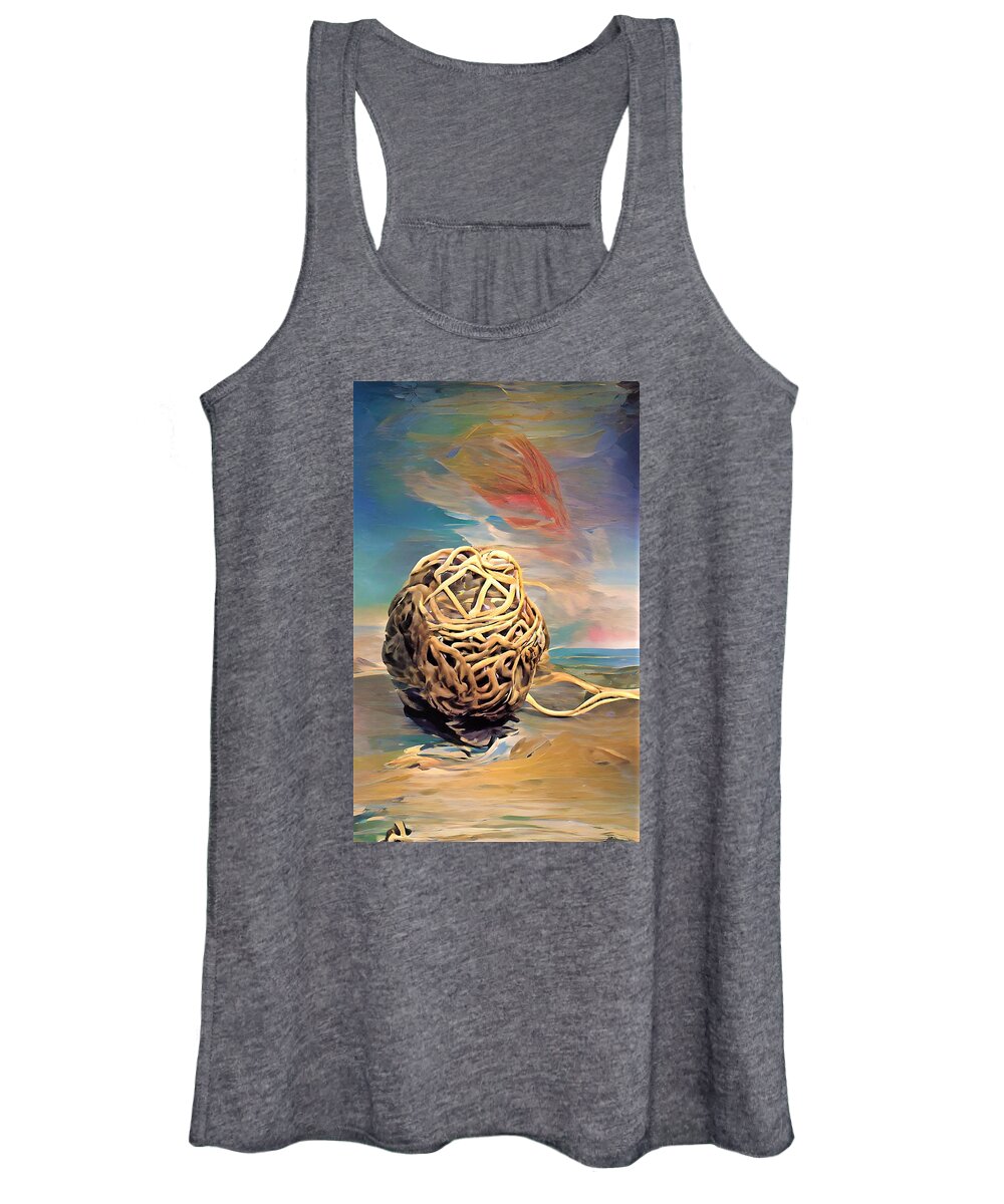 Abstract Women's Tank Top featuring the digital art Unraveling a Tangled Ball by Vivian Aaron