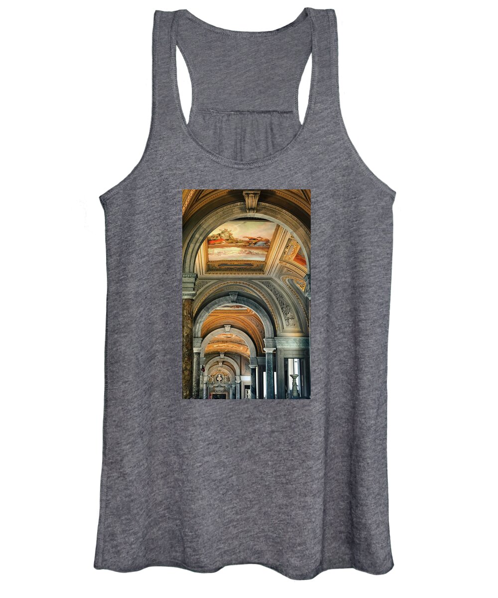 Vatican Architecture Women's Tank Top featuring the photograph Vatican Arched Fresco Hallway by Rebecca Herranen