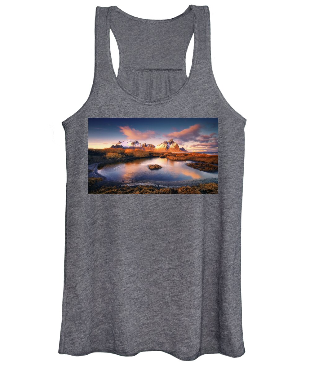 Iceland Women's Tank Top featuring the photograph Vestrahorn at Sunset by Henry w Liu