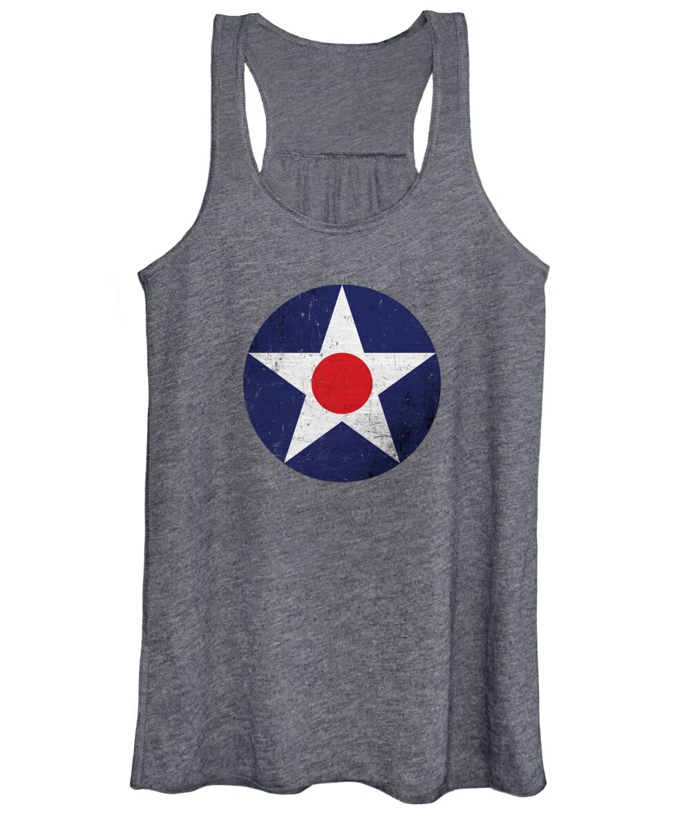 Distressed Women's Tank Top featuring the digital art Vintage USAAC Roundel 1919-1941 distressed by Beltschazar