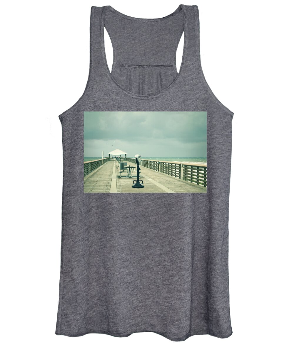 Pier Women's Tank Top featuring the photograph Vintage Viewer Juno Pier by Laura Fasulo