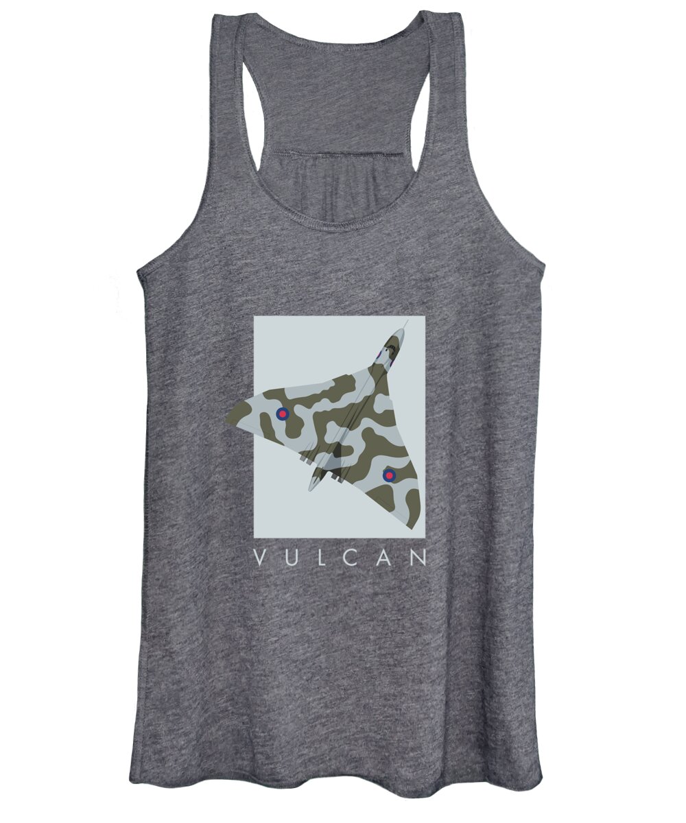 Aircraft Women's Tank Top featuring the digital art Vulcan Jet Bomber - Camouflage by Organic Synthesis