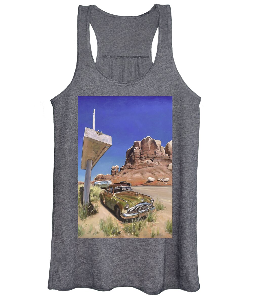 Buick Women's Tank Top featuring the painting Waiting for Gas by Elizabeth Jose