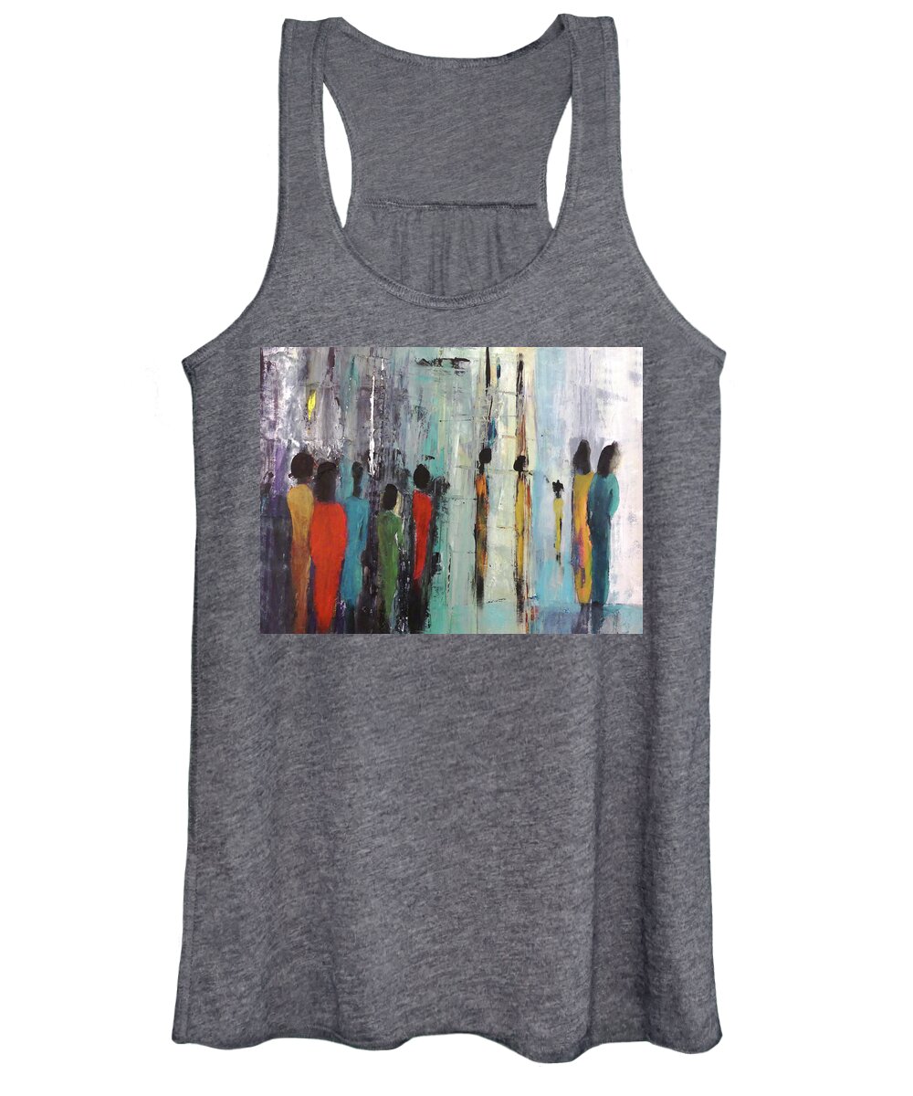 Abstract Women's Tank Top featuring the painting Waiting My Turn to Walk the Runway by Sharon Williams Eng