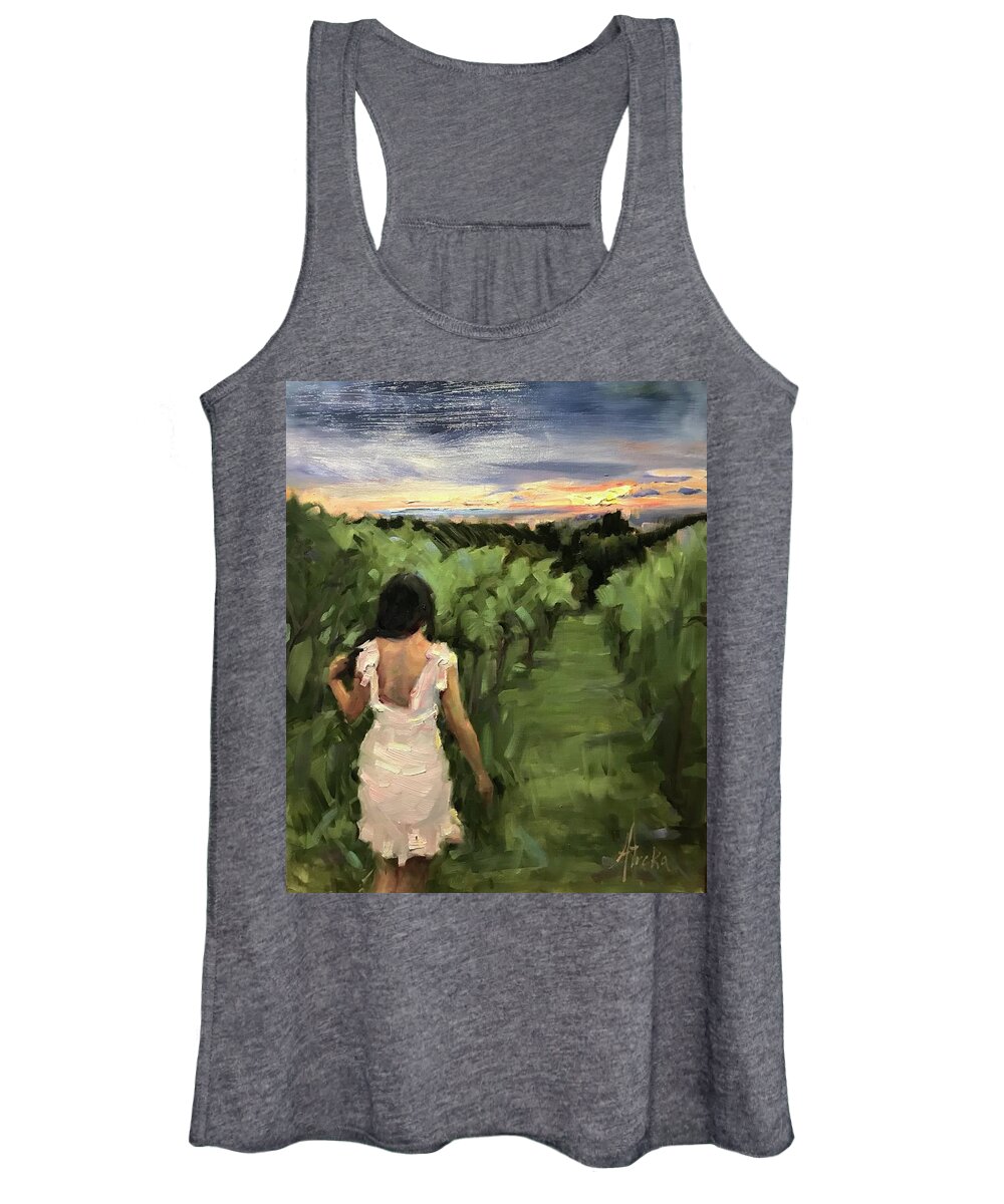 Figurative Women's Tank Top featuring the painting Walk we me by Ashlee Trcka