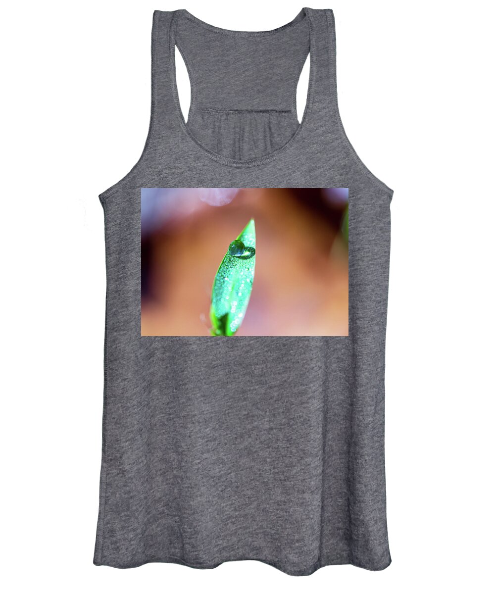 Leaf Women's Tank Top featuring the photograph Water Drop on a Green Leaf by Amelia Pearn