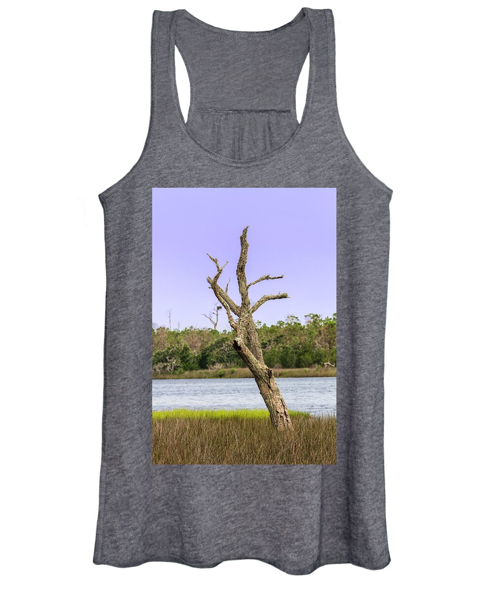 Tree Women's Tank Top featuring the photograph Wetlands Dead Tree Revisited by Bob Decker