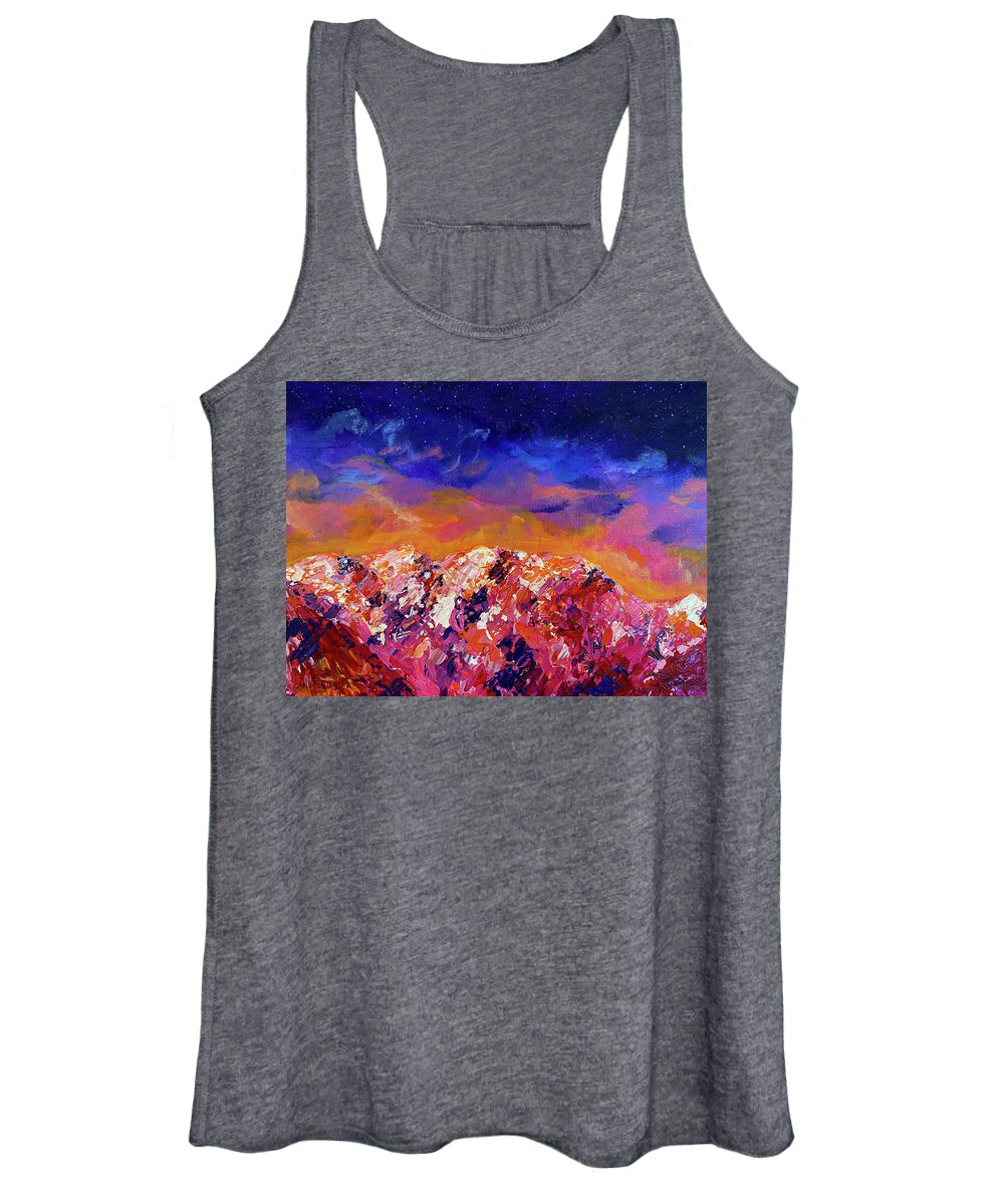 Vibrant Women's Tank Top featuring the painting What Dreams Mountain Fragment by Ashley Wright