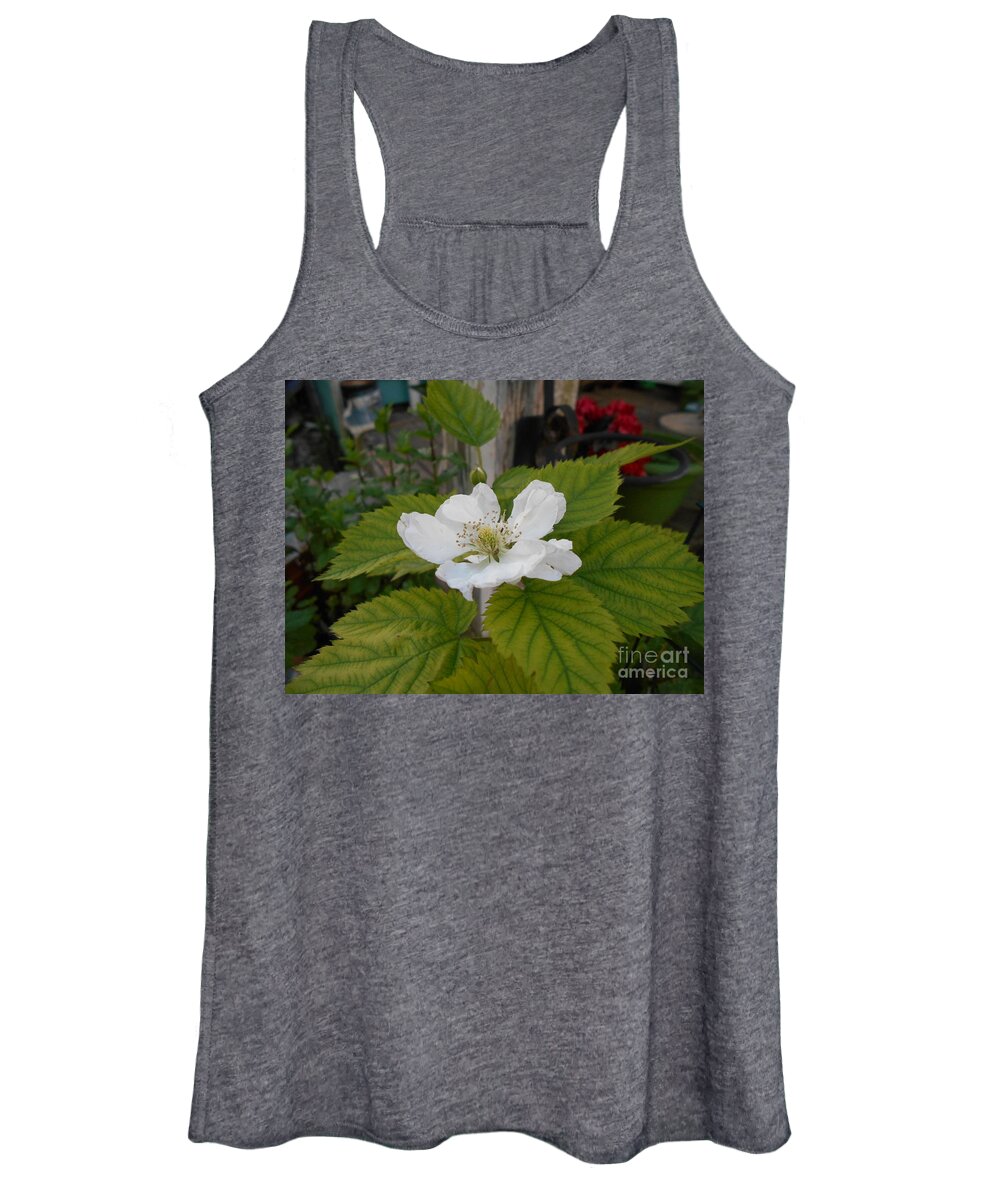 White Women's Tank Top featuring the photograph White bloom by Nancy Graham