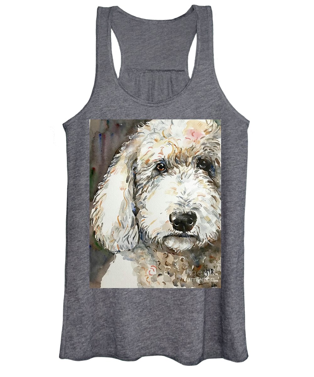 Dog Art Women's Tank Top featuring the painting White Dog Painting by Maria Reichert