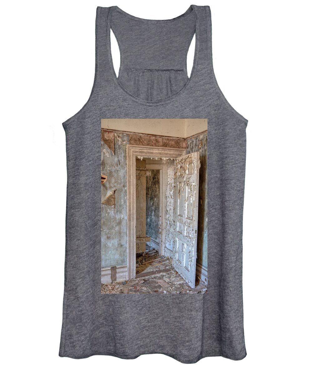 1860 Women's Tank Top featuring the photograph White Door of a Haunted Mansion by David Letts
