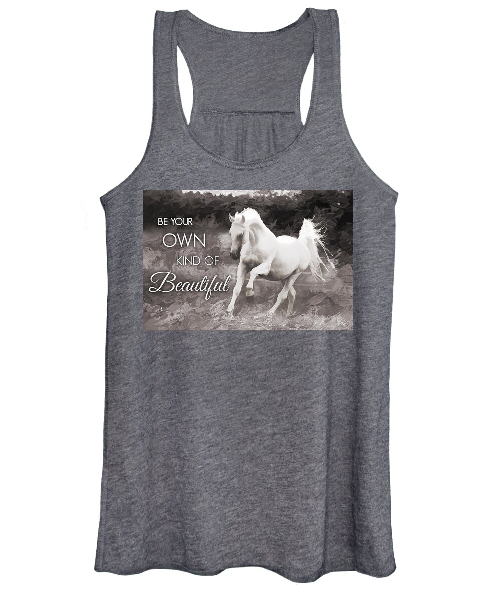 White Horse Women's Tank Top featuring the digital art White Horse Beautiful by Steve Ladner