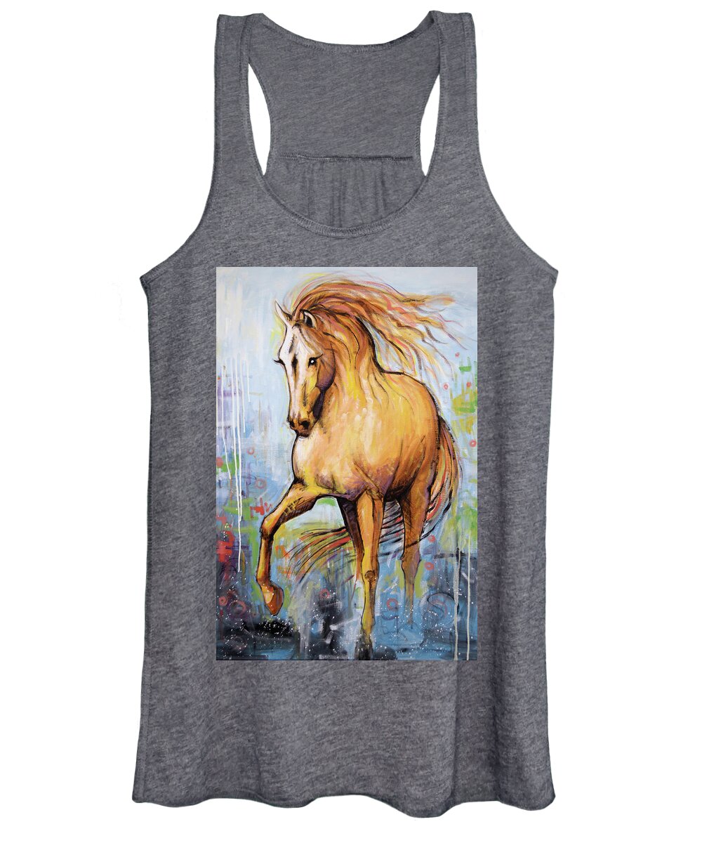 Horse Women's Tank Top featuring the painting Wild Stallion by Amy Giacomelli