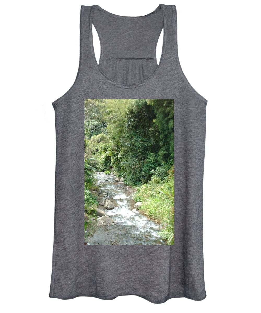 Trees Women's Tank Top featuring the photograph Wild stream by Nancy Graham