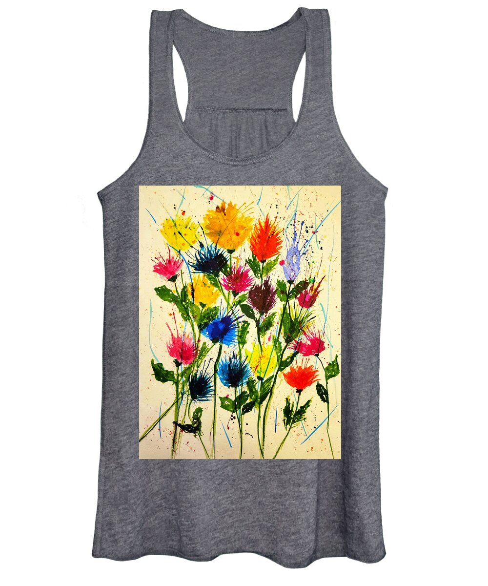 Wildflowers Women's Tank Top featuring the painting Wildflowers Abstract#2 by Shady Lane Studios-Karen Howard