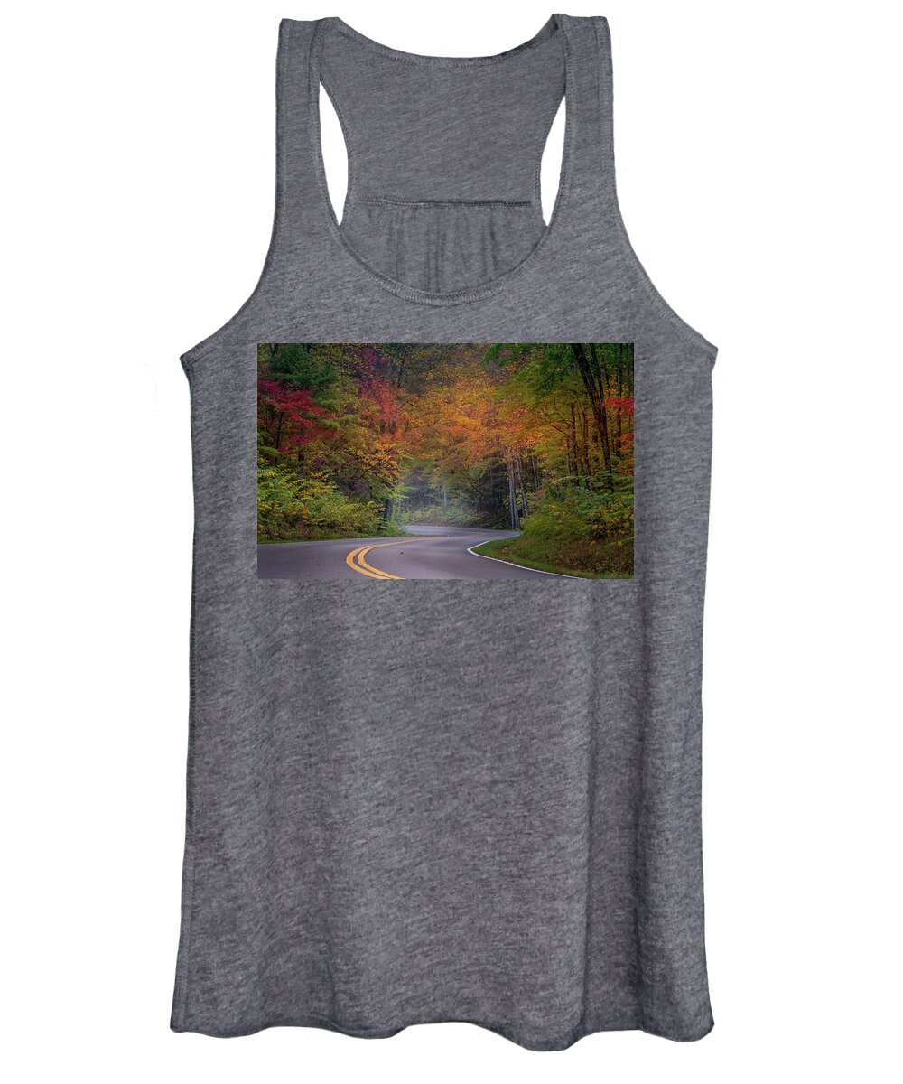 Fall Colors Women's Tank Top featuring the photograph Winding Road by Darrell DeRosia