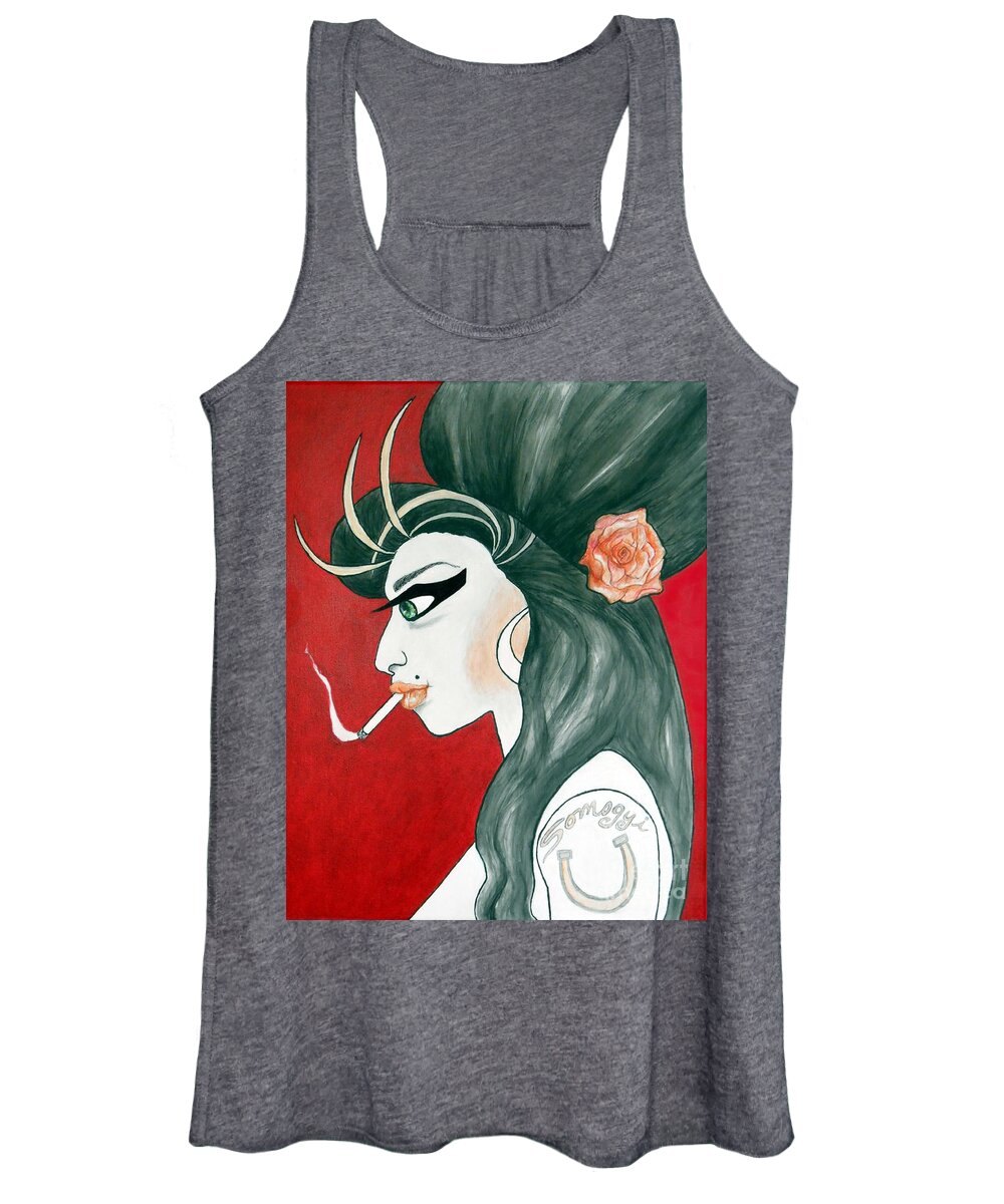 Amy Winehouse Women's Tank Top featuring the painting Winehouse by Jayne Somogy