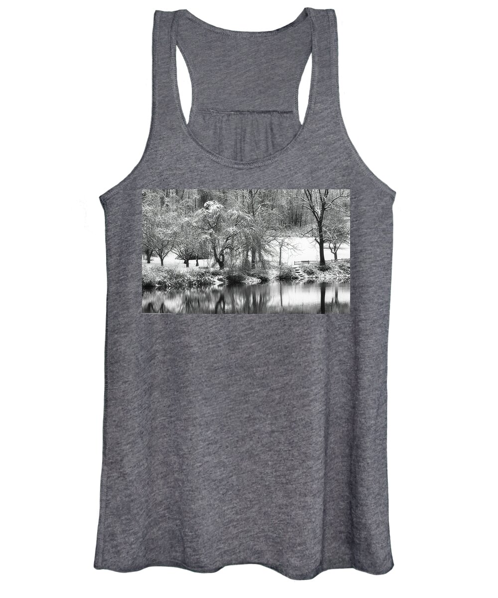 Holmdel Park Women's Tank Top featuring the photograph Winter At The Park Pond by Gary Slawsky