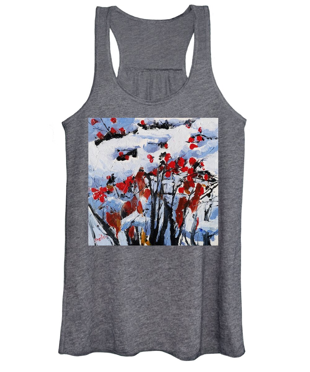 Winter Women's Tank Top featuring the painting Winter Berries by Sheila Romard
