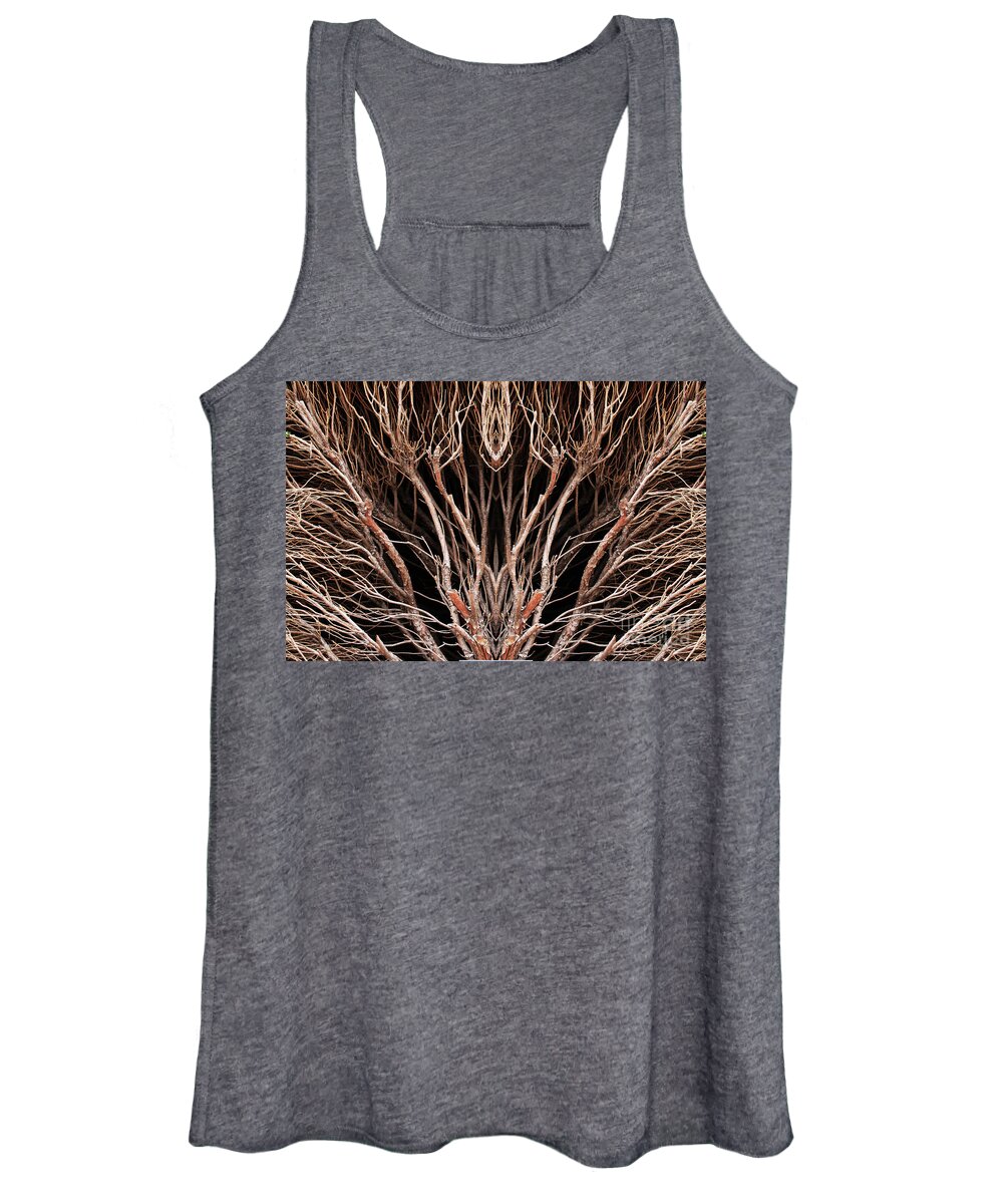 Branches; Shrubbery; Brown; Symmetry; Close-up; Women's Tank Top featuring the photograph Winter Branches by Tina Uihlein