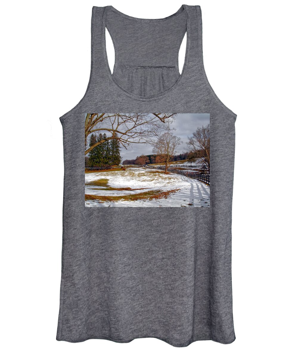 New York Women's Tank Top featuring the photograph Winter Horse Farm by Russel Considine