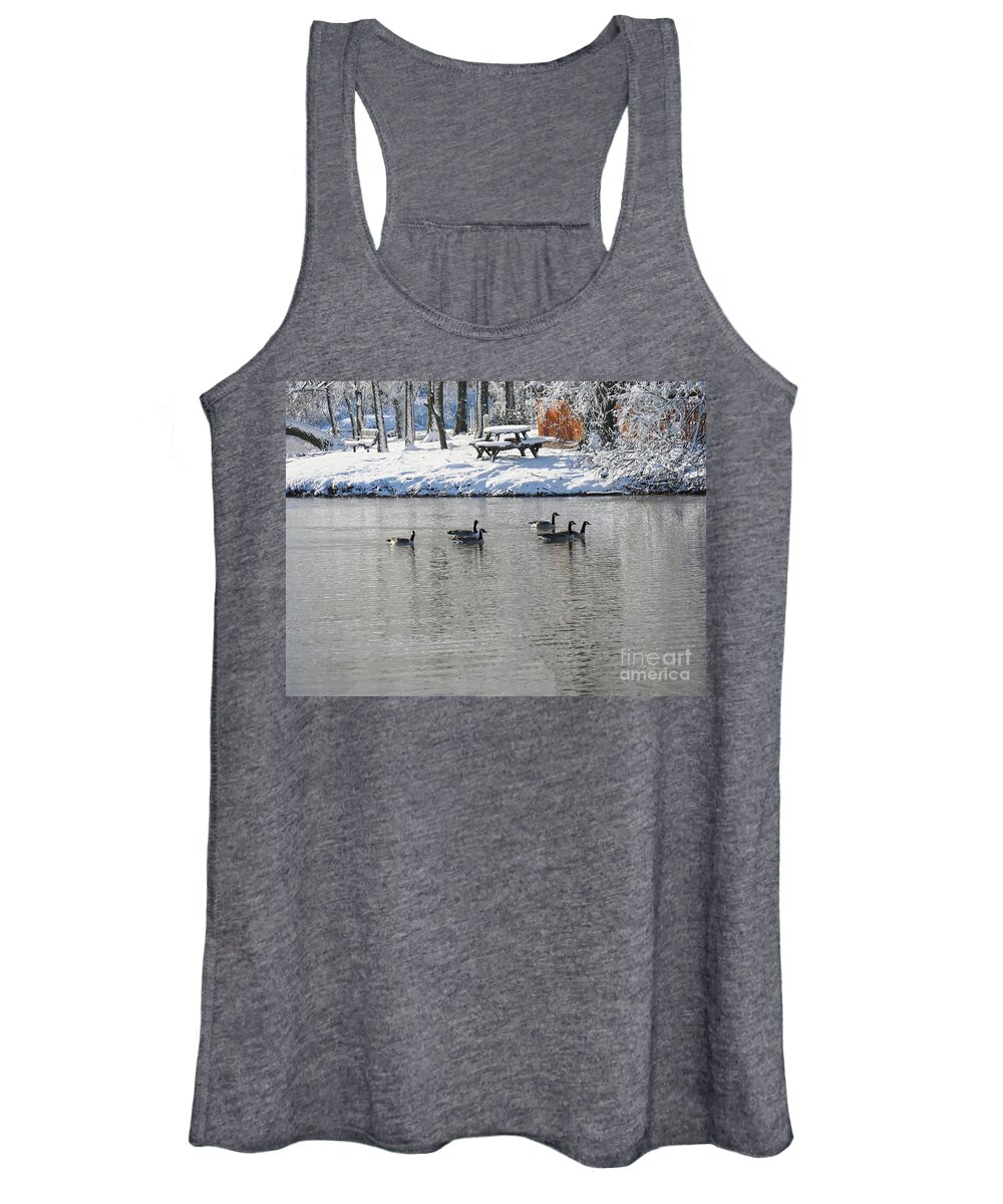 Background Women's Tank Top featuring the photograph Winter Picnic by On da Raks