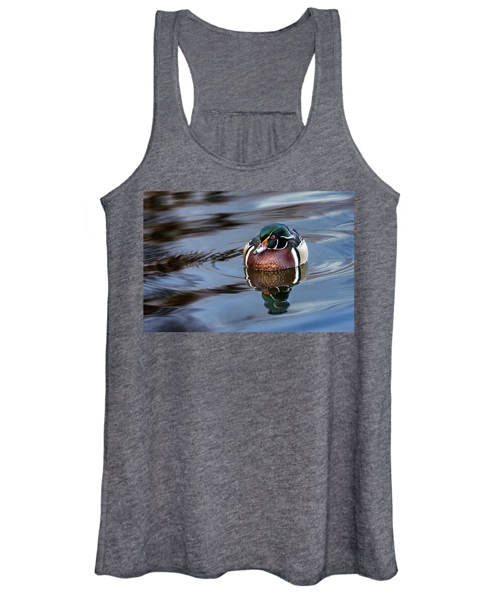 Bird Women's Tank Top featuring the photograph Wood Duck Male - Quiet Moment by Rick Shea