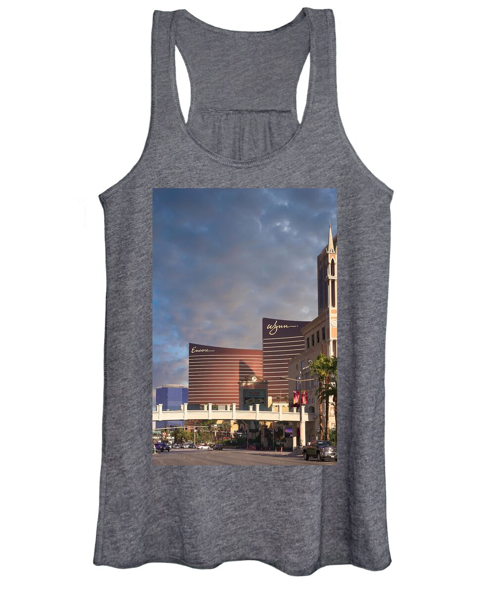 Wynn Women's Tank Top featuring the photograph Wynn and Encore Hotels Vegas by Chris Smith