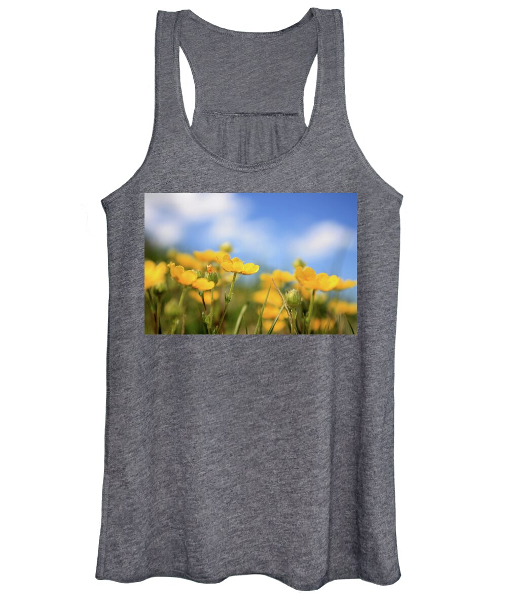 Summer Women's Tank Top featuring the photograph Yellow and blue by Maria Dimitrova