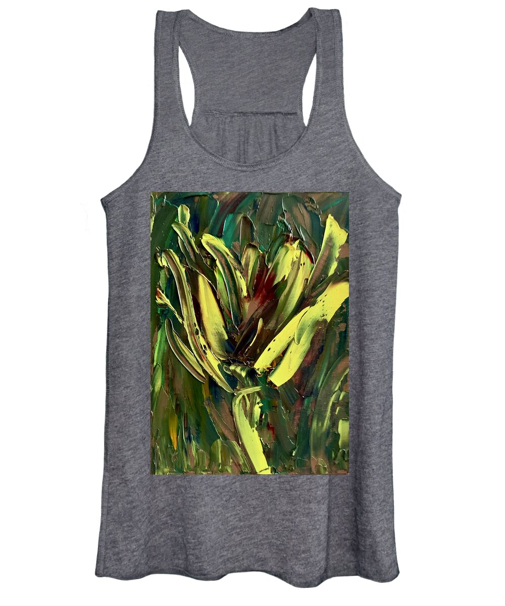 Flower Women's Tank Top featuring the painting Yellow flower 1 by Teresa Moerer