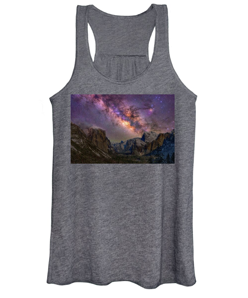 Yosemite Women's Tank Top featuring the photograph Yosemite Valley Milky Way by Kenneth Everett