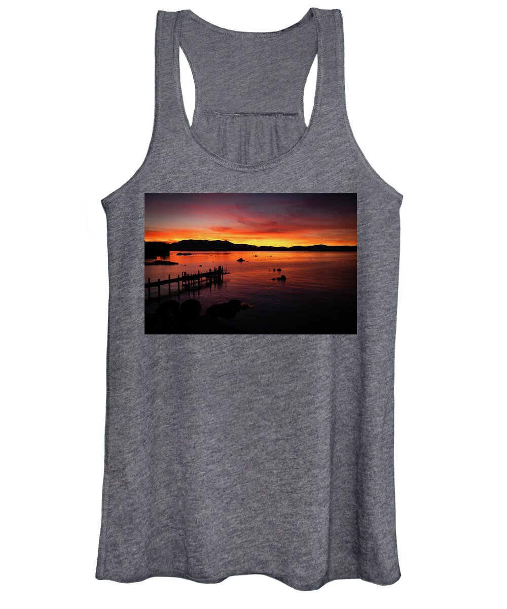 Landscape Women's Tank Top featuring the photograph Zephyr Cove Sunset by Aileen Savage