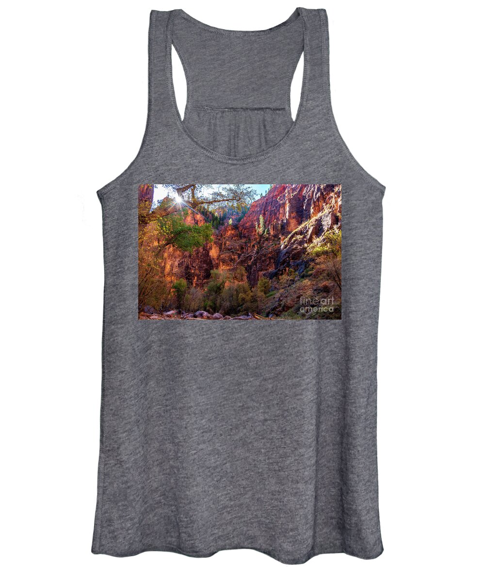 Zion Women's Tank Top featuring the photograph Zion Sun Flare by Nathan Wasylewski
