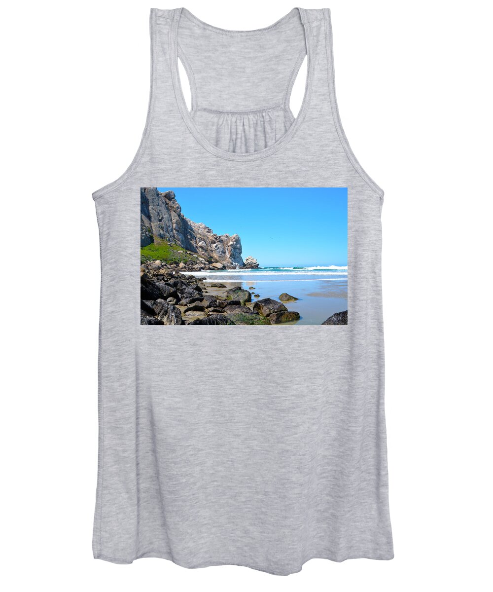Barbara Snyder Women's Tank Top featuring the photograph A Piece Of The Rock At Morro Bay 3 #1 by Barbara Snyder