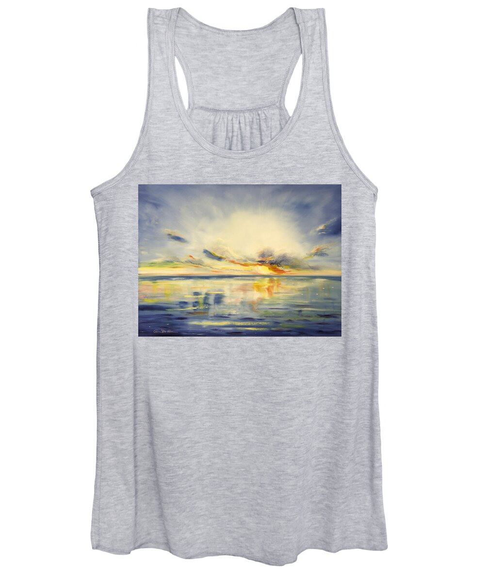 Blue Women's Tank Top featuring the painting Blue Sunset by Gina De Gorna