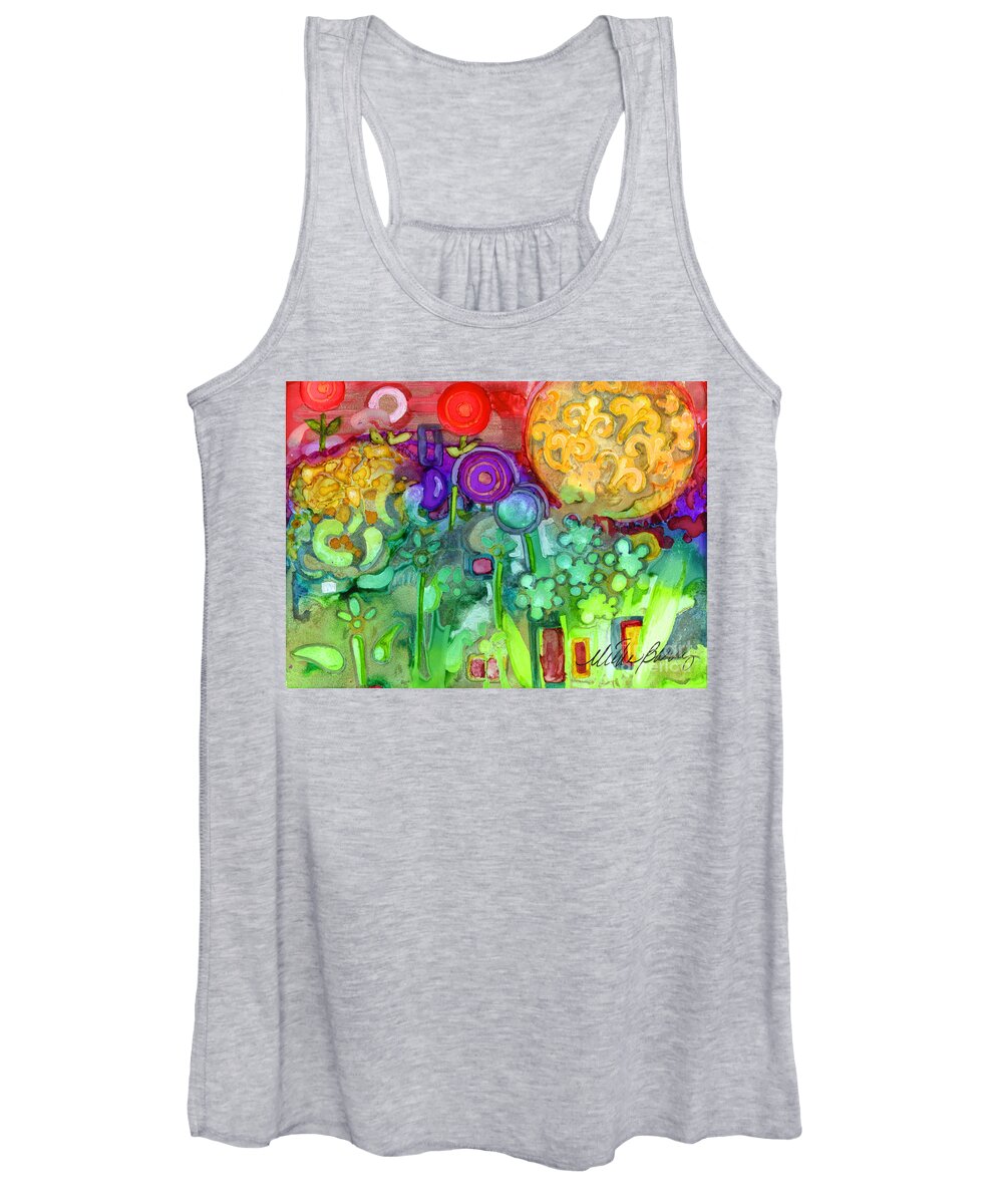 Abstract Floral Women's Tank Top featuring the painting Garden Sunset #1 by Vicki Baun Barry