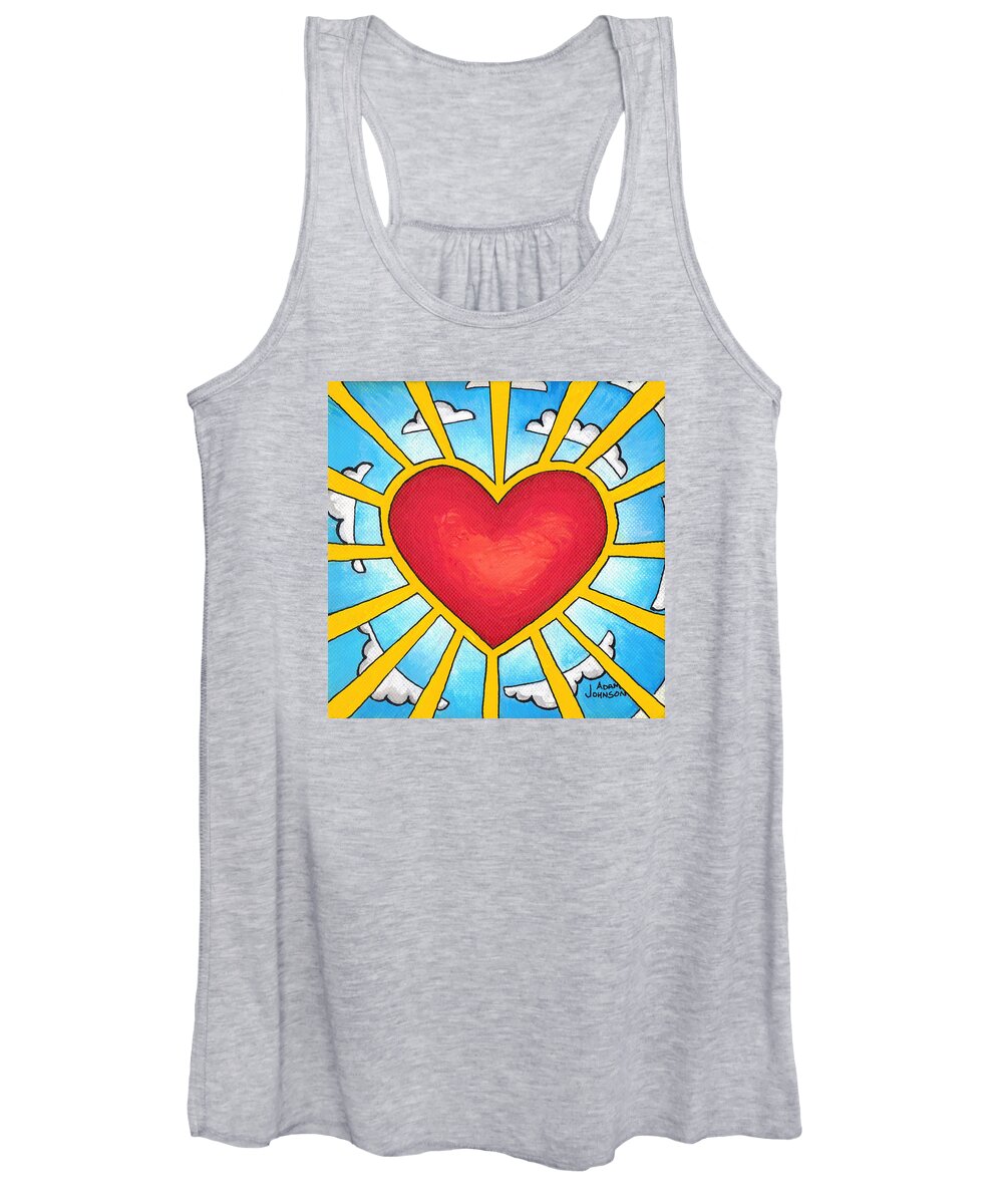 Red Women's Tank Top featuring the painting Heart Shine by Adam Johnson