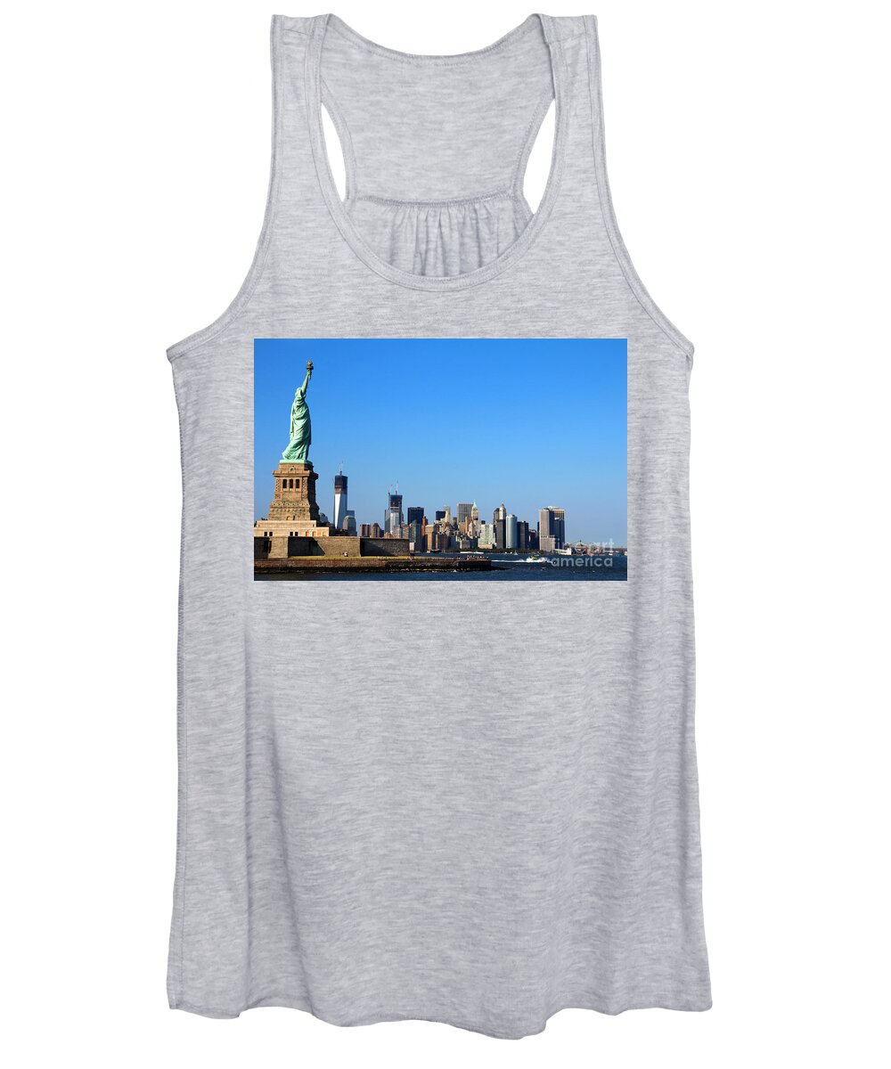 Lady Liberty Watches 1wtc Rise Women's Tank Top featuring the photograph Lady Liberty Watches 1WTC Rise by Jemmy Archer