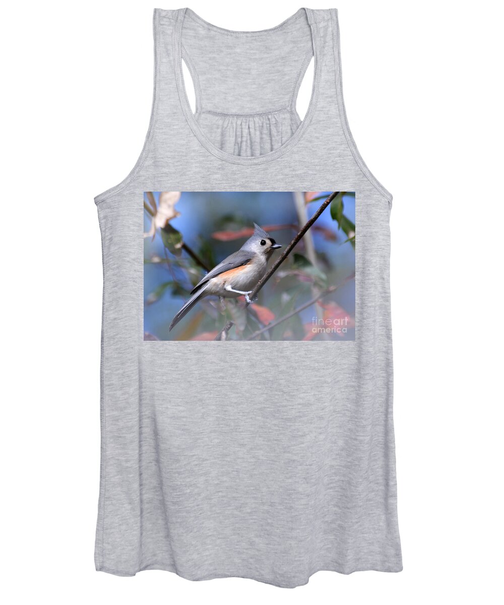 Titmouse Women's Tank Top featuring the photograph Little Tufted Titmouse #1 by Kathy Baccari
