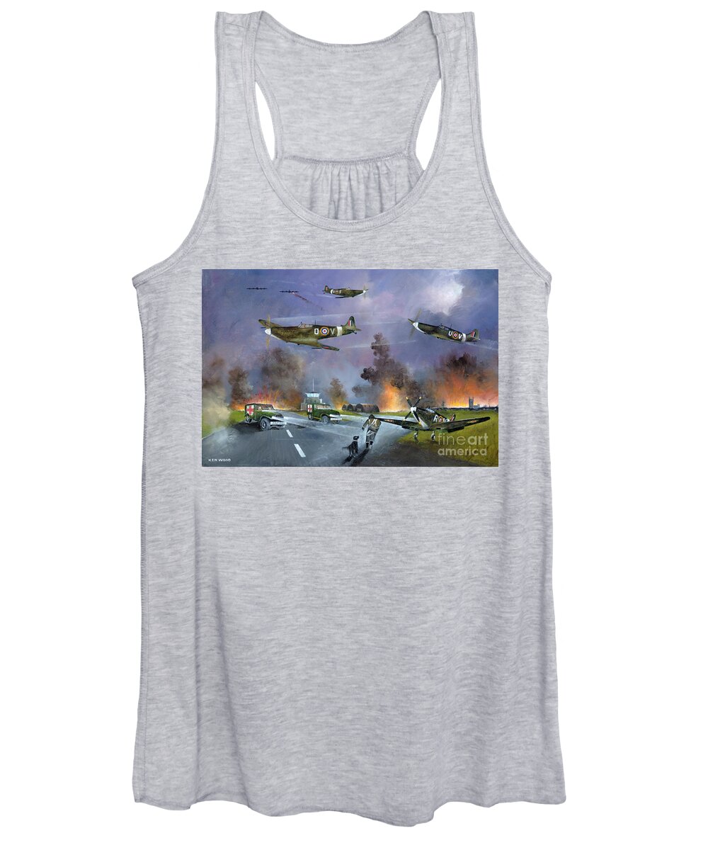 Spitfire Women's Tank Top featuring the painting Up For The Chase by Ken Wood